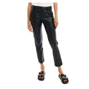 LBLC the Label Franny Black Faux Leather Cropped Trousers Pants